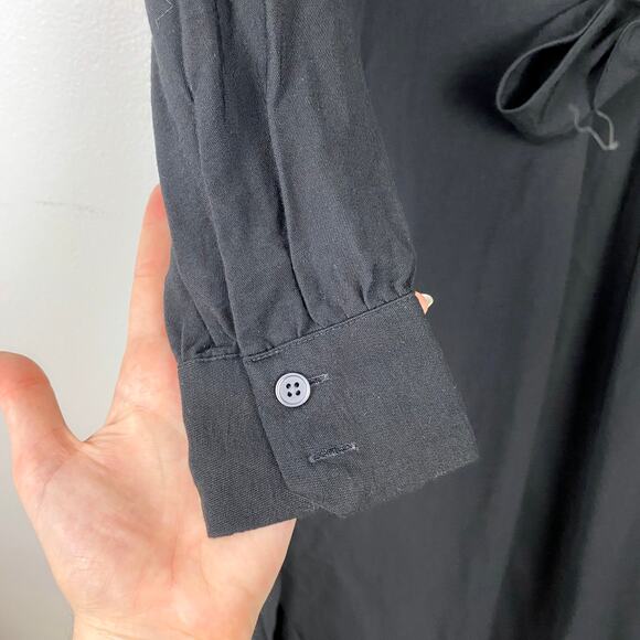 Loft Knot Front Midi Shirtdress Long Sleeve Button Down Tie Front Black Size 2 - Picture 6 of 13
